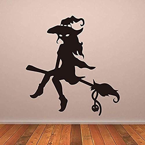 Wall Stickers Motif Witch on Broomstick for Living Room Wallpaper Decorative Vinyl Decals Art Windows Wall Murals for Holiday Homes 57x60cm