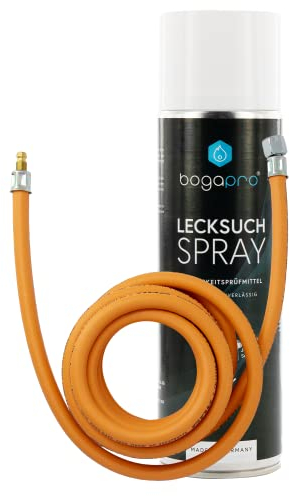 BOGAPRO Adapter Schlauch für Gasflaschen 100 cm, Camping Gasschlauch für Steckkupplungen mit 1/4 Linksgewinde inkl. Lecksuchspray