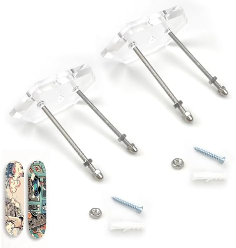 2 Stück Skateboard Wandhalterung, Acryl Skateboard Halterung, Wand Clear Skateboard Display Skateboard Rack Clear für Skateboard Deck Display und Lagerung