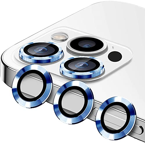KoGiio Pellicola Fotocamera Compatibile con iPhone 14 Pro/14 Pro Max, Vetro Temperato 9H Anti Graffio Protezioni per Obiettivi, HD Lega Alluminio Lente Protezione per iPhone 14 Pro/14 Pro Max- Blu