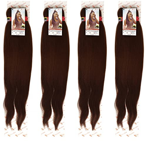 x-pression 4 PACK LAGOS BRAID Pre-Pulled Hair Extension,46'' Inch 2 IN A Pack, (Colour 33 Dark Brown)