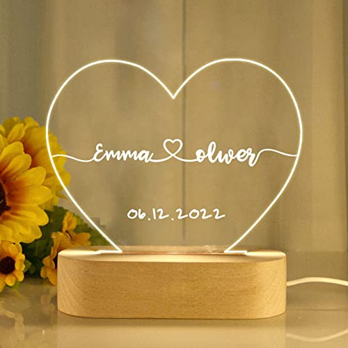 Personalisiertes Nachtlicht-geschenk Für Valentinstag, Jahrestag, Hochzeit, Verlobung, Hochzeitsgeschenk, Romantisches Geschenk Für Paare, Acryl-nachtlicht-geschenk Für Ihn