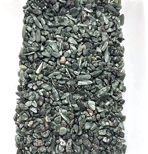 FADUNI Kristall-Loch 100g Großhandel Natürlicher Kristall Seraphinit Kies Trommel Polieren Steinschlag 7mm-9mm für Kristall-Loch