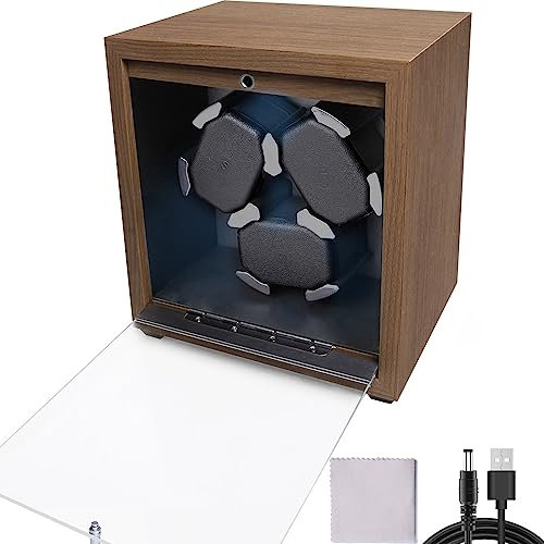 Automatic Watch Winder with LED Light Soft Flexible Watch Pillow AC Adapter Quiet Motor 4 Rotation Modes 3 Slots