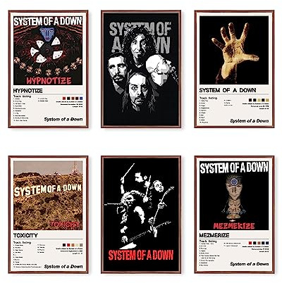 GNbow Poster System of a Down, Rockband, Musikalbum, Cover, Poster für Zimmer, ästhetischer Druck, 6 Stück, Wandkunst für Mädchen und Jungen, Teenager, Wohnheim-Dekoration, 20,3 x 30,5 cm, ungerahmt