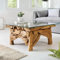 LEBENSwohnART Handgefertigter Teak Couchtisch Seaside 80x80cm Unikat Wohnzimmertisch Sofatisch Glastisch Tisch