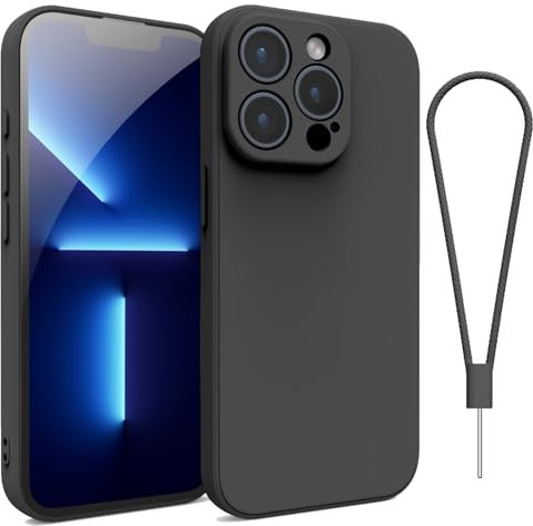 Andwing For iPhone 13 Pro Case Silicone Case Soft Ultra Phone Case Slim Protective Shockproof Cover Scratch-Resistant Microfiber Lining, 6.1 Matte Black