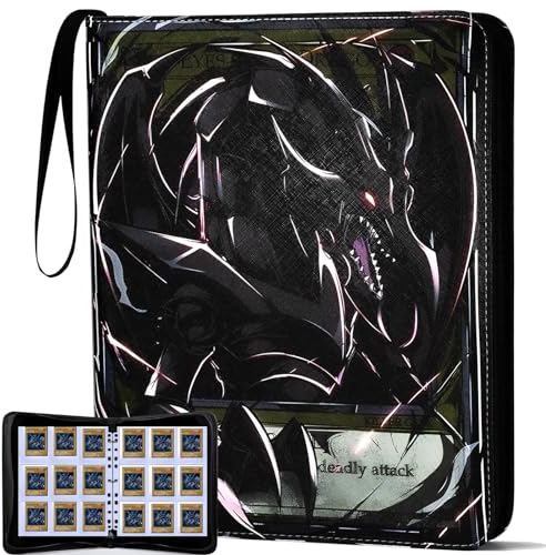 KarlyPro Sammelkartenbinder für YGO, 990 Taschen, Kartenalbum Mit Hüllen, Kompatibel Mit Y-G-O, TCG Oder Anderen Standardgröße-Karten, Dark Dragon