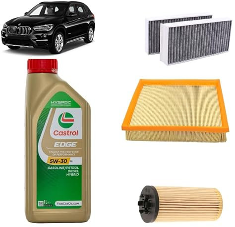 Kit tagliando 3 filtri + 7L olio Edge 5W30 per BMW X1 F48 2.0i 2.5i 2.8i 2014+