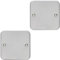 2 Pack Single Heavy Duty Metal CLAD Blanking Plate Round Edged Wall Box Hole Cap - Wiring Outlet Cable Tidy