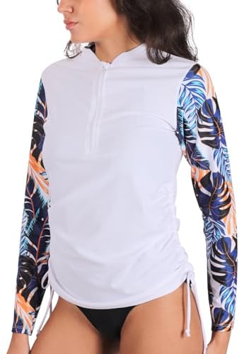 MASOCIO Maglietta Anti UV Donna Maniche Lunghe Rashguard Maglia Surf Snorkeling Mare Donna Rash Guard UPF 50+ Protezione UV Costume Tshirt XL Bianco