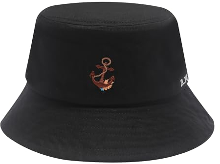 ZLYC Männer Frauen Sommer Fischerhüte Obst Hut, Schwarzer Anker, One Size