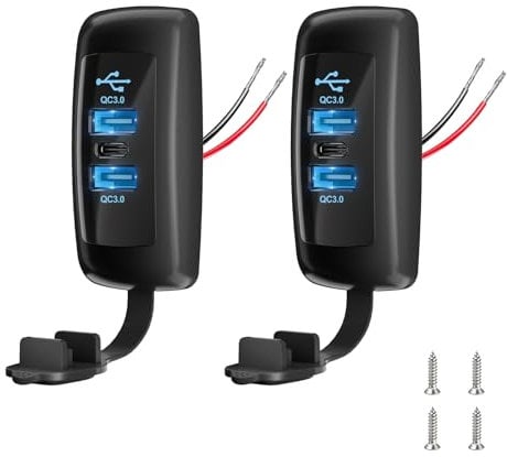 3 Ports 12V RV USB Outlet 56W, Type-C PD3.0 Quick Charge & Dual USB-A QC3.0 Panel Wall Surface Mount, Automotive Car Multi-Port Socket Charger Adapter for RV Marine Boat Bus Camper ATV Truck