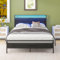 HOJINLINERO Metallbett Bettgestell 120x200 mit LED Beleuchtung und USB Typ C,Bett 120x200 mit Lattenrost,Bettrahmen aus Metall Holz,Doppelbett Gästebett Jugendbett 120x200,Robust Bed Frame,Schwarz