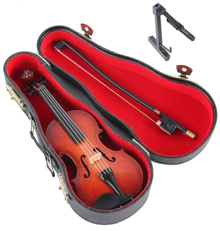 Violin Ornament, kleine dekorative Geige | Holz Geige Handwerk | kleine Geige Ornament, Desktop Geige aus Holz – elegante hölzerne Miniatur für Musikliebhaber