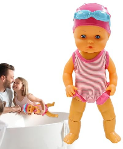 Tyinerc Schwimmerpuppe, wasserdichte Schwimmpuppe | Wasserpuppe Kinder Elektrisches Spielzeug Wasserdicht,Elektrische Schwimmpuppe, lustige und niedliche motorisierte Schwimmpuppe für