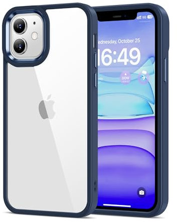HOOMIL Crystal Clear Hülle für iPhone 11 Pro, [Anti Gelb] [Militärisch Stoßfest] Transparent Rückseite Schutzhülle - Blau