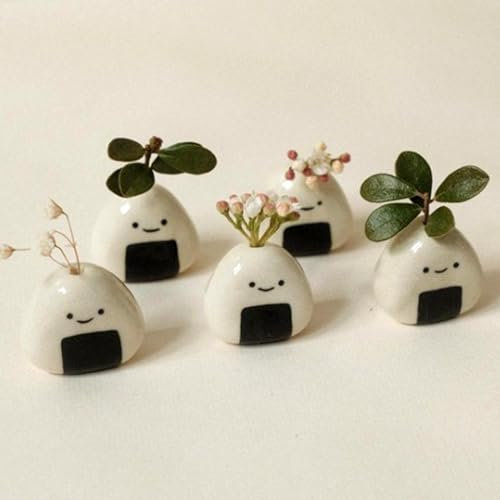 Handgefertigte Mini-Vase für Blumen, einzigartiges japanisches inspiriertes Design, ideale dekorative Tafelaufsatz, weiße Keramik