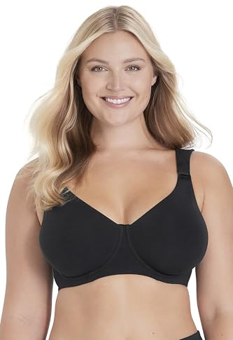 Miss Mary of Sweden Organic Cotton T-Shirt Bra – Underwired, Seamless, Soft Lined Cups 42D Black
