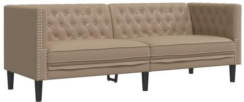 vidaXL Chesterfield Sofa 3-Sitzer, Couch mit Armlehnen Rückenlehne Stützbeine, Polstersofa für Wohnzimmer, Couchgarnitur, Cappuccino Kunstleder