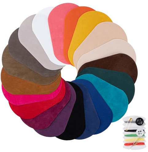 Amrules Iron On Patches, 20 Pieces Big Oval Fabric Repair Kit in Deer Velvet Colors - Includes 20 Shades for Jeans, Shirts, Dress and Clothing