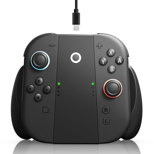 ALAFLY Poignée de Charge pour Nintendo Switch 2 pour Joy-Con [Jouer Pendant la Charge] Chargeur de Manette pour Joy Con Portable avec Indicateurs pour Switch2, Noir