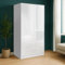 Blisswood 2 Door & 2 Drawers Bedroom Wardrobe – High Gloss Wooden Wardrobes with Hanging Rail | Sleek Bedroom Furniture for Modern Homes, White