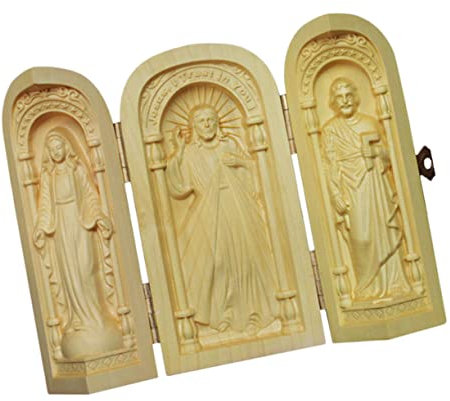 ULTECHNOVO Tallas De Boj Jesús Manualidad De Madera Adorno Artístico para Escritorio Decoración Cristiana para Hogar y Oficina