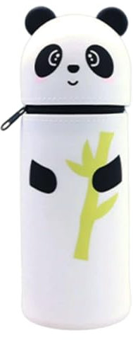 NHPY 1 Pièce Kawaii Panda Trousse Porte-Stylo de Table, Trousse Ecole 2 en1 en Silicone Souple, A