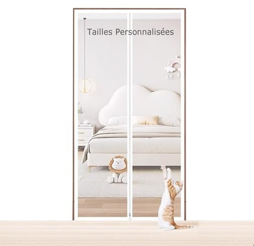 Porte Moustiquaire pour Chat Personnalisable, Moustiquaire de Balcon, Rideaux Anti Mouches pour Porte, Avec Fermeture éclair, pour Salon, Chambre, Cuisine
