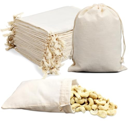 TXXATX Baumwollsäckchen 10x15 cm, 15 Stück Stoffbeutel mit Kordelzug Stoffsäckchen Klein Baumwollbeutel Leinensäckchen Geschenkbeutel für DIY Hochzeit Party Weihnachten Halloween Ostern