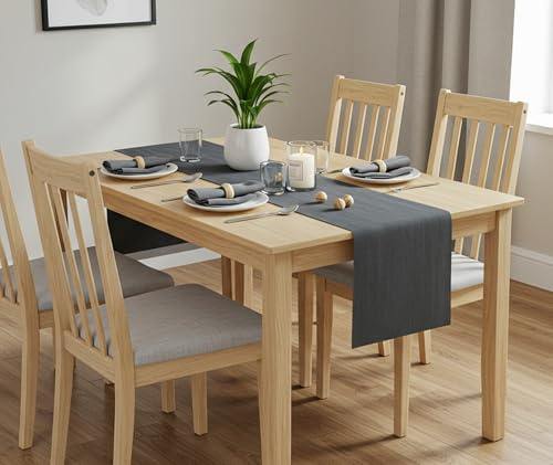 Magna Collection Table Runner - Charcoal Table Runners for Dining Table 33cm x 240cm - 100% Cotton, Durable, and Wrinkle-Resistant Stitching, Ideal for Christmas Party Decoration