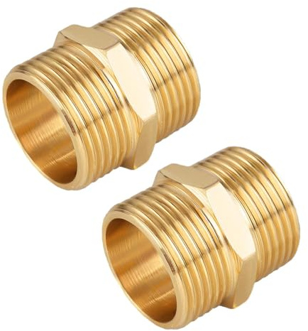 YRAKOZIN [2 Stück] Messing Doppelnippel - 1 1/2 AG, Außengewinde Ø48mm, Trinkwasser Geeignet, Sanitär-Anschlussstücke, Zubehör für Wasserschlauch