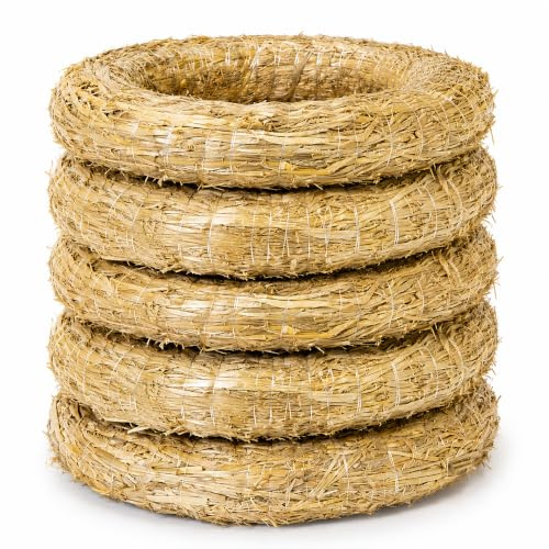 Strohkranz/Strohrömer 30 cm – 5er Set | Natur Strohkränze Ø 30 cm x 5 cm | Kränze zum Basteln, Dekorieren & Selbermachen | Weihnachtskranz, Türkranz, Tischdeko, DIY Kranz