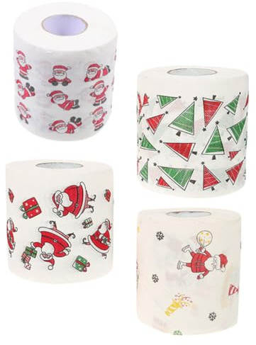 ELAYARD 4 Rollen Weihnachtliches Toilettenpapier Bunten Weihnachtsmotiven Weiches Hautfreundliches Toilettenpapier für Bad Büro und Reise Dekoratives Wc-papier Geschenkset