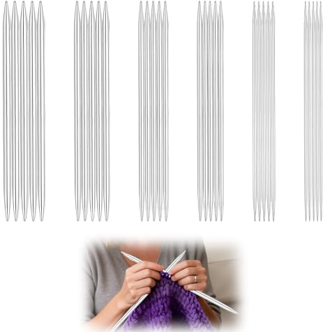 Ruvan 30 Stück Edelstahl Stricknadeln Set, Stricknadeln 2/2.5/3/3.5/4/5 Mm 6 Größen Stricknadel, 20 Cm Länge, Für Socken, Handschuhe Hüte Haustier Pullover Schals