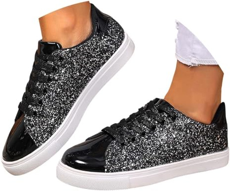 TBloevwlh Glitzer Sneaker Damen Silber Pailletten Halbhoch Damenboots Party Factory Schuhe Für Und Herren Designer Turnschuhe Karneval Plateau Funkelnde Bling Shiny Dressy Bedazzled Hochzeits Walking