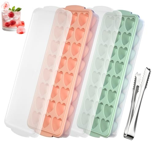 2 Stück Herz Eiswürfelform Klein, 24-Cavity Heart Silikonform BPA Frei | Mini Eiswürfelform Herz, Eiswürfelbehälter Herzform Silikonform Eiswürfel für Bier Cocktails, Whisky, Getränke, Soda