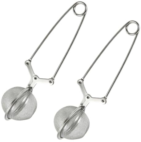Lote 2 Infusor Té Bola Pinza Acero Inoxidable 16x4.5cm Filtro para Té Suelto Especias Hierbas Colador Malla Fina
