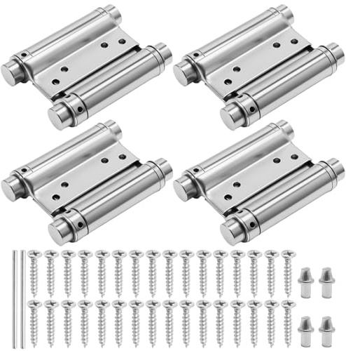 MospdyGear 4 Pcs Adjustable Double Action Spring Hinges, Stainless Steel Door Hinges, Suitable for Swing Doors and Gates