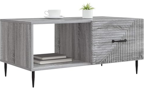 vidaXL Couchtisch Graues Sonoma 90 x 50 x 40 cm Holzwerkstoff, Vintage rechteckiger Couchtisch, stylisches Möbel, viel Stauraum, modernes Design für Dein Wohnzimmer
