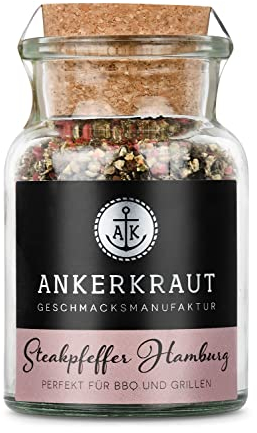 Ankerkraut Steakpfeffer Hamburg, Hausmischung, grober Steakhouse-Pfeffer, 80g im Korkenglas