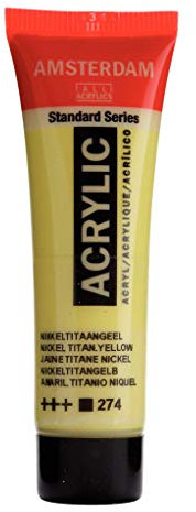 Amsterdam Standard Series Acrylic Paint - Tube de 20 ml Nickel Titanium Jaune 274 - Grande résistance à la lumière et finition satinée vibrante