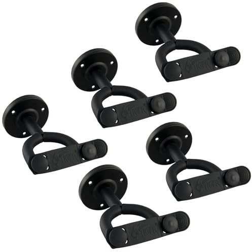 TIGER Lot de 5 cintres mural pour guitare – Secure Crochets muraux