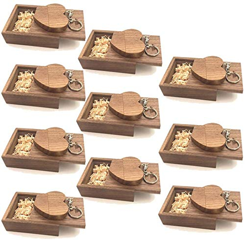 A Plus+ 10 Stück Herzförmiges Holz USB-Flash-Laufwerk 16GB USB Stick mit Box (Nussbaum)