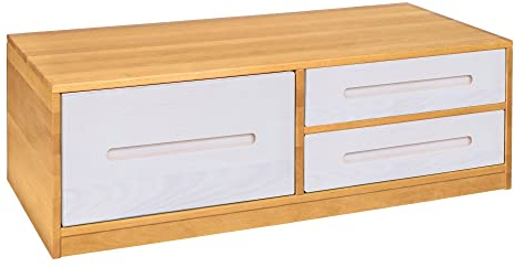 BioKinder Sideboard Bettkasten Kommode mit Schubladen Lina aus Massivholz Erle und Kiefer 120 x 55 x 40 cm, Schubladen weiß lasiert