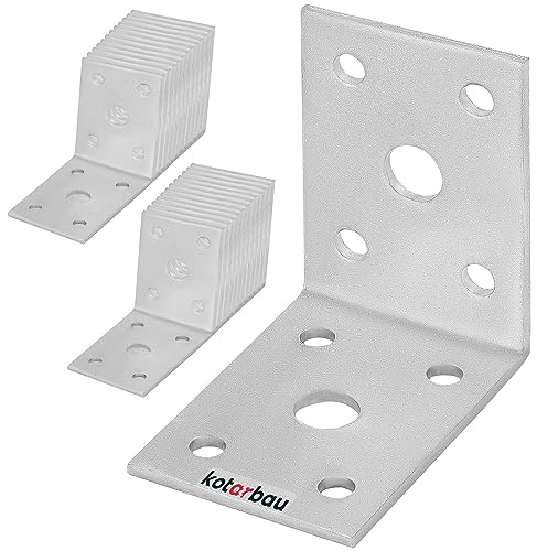 KOTARBAU 25er Set Winkelverbinder 50 x 50 x 35 mm Stahl Bauwinkel Montagelöcher Möbelwinkel Verzinkt Schwerlast Holzverbinder Montagewinkel Stuhlwinkel