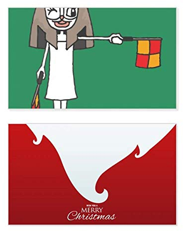 Handball Schiedsrichter zeigt Flagge Cartoon Mummy Urlaub Merry Christmas Karte Weihnachten Vintage Nachricht