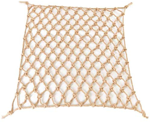bandezid Hanfseil-Dekonetze, Seil, Jute, Webenetz, rutschfest, Hanfnetz, dekoratives Netz, Durchmesser 4 mm, Maschenweite 10 cm, Hanfseil, 1 x 1 m