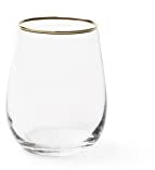 Excelsa Gold Lot de 6 verres à eau, verre soufflé, bord fil doré, 470 ml